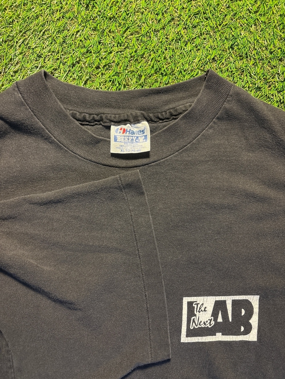 Vintage 90s Hanes Beefy-T Single Stitch The Next LAB Promo Shirt XL Faded Black